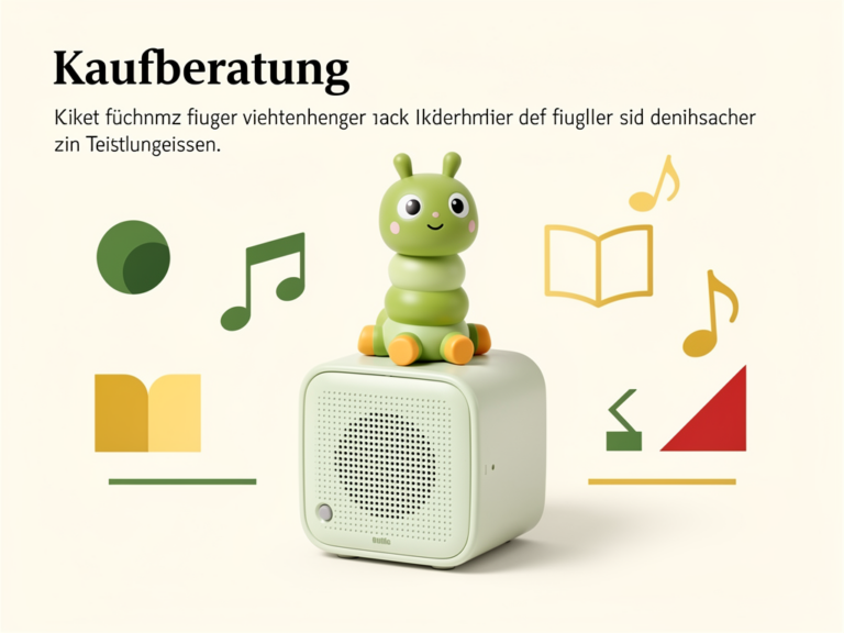 Tonie Figur Die kleine Raupe Nimmersatt auf Toniebox vor hellem Hintergrund