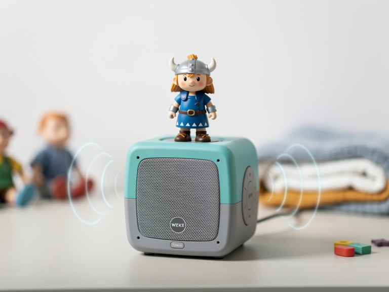 Wickie Tonie Hörfigur auf Toniebox im Kinderzimmer mit Hörspielaktion